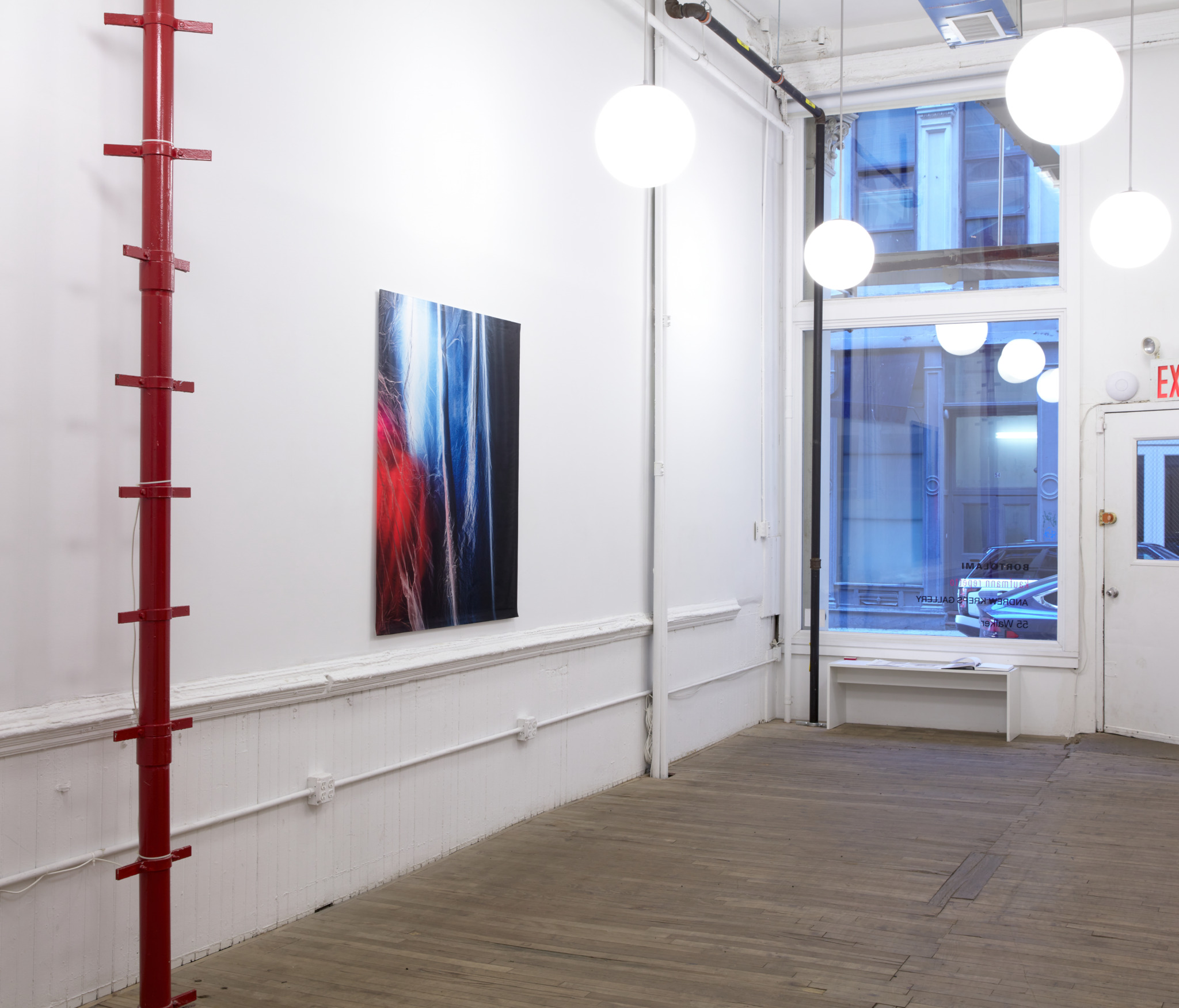 Installation view, Carla Accardi / Elisa Sighicelli 55 Walker, New York, 2020 [Bortolami, kaufmann repetto, Andrew Kreps]