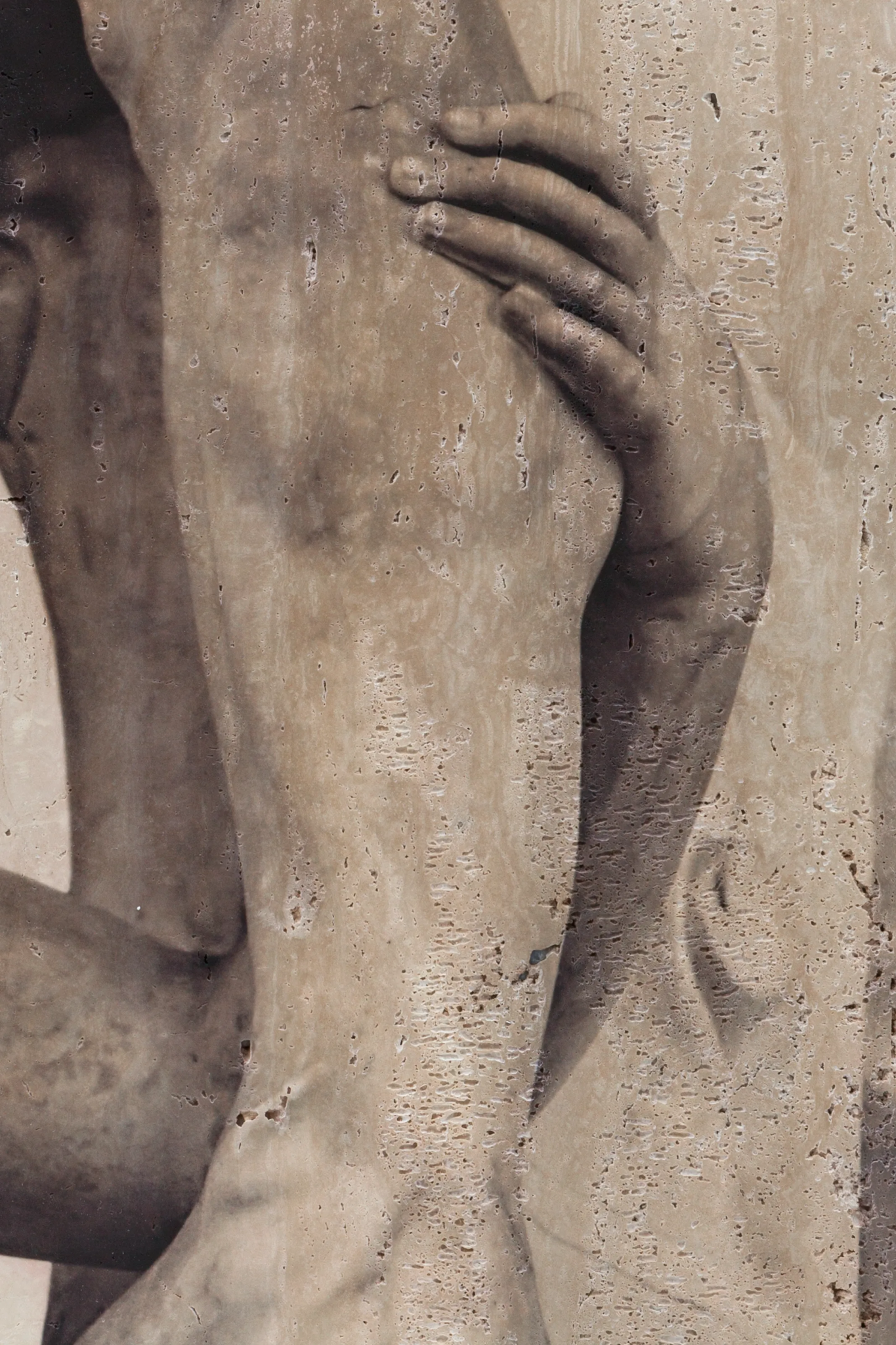 Detail of Untitled (8990), 2019 direct UV print on travertine